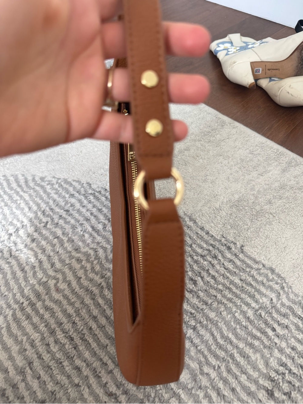 JW PEI Cognac Crescent Shoulder Bag with Gold Hardware - Picture 6 of 6